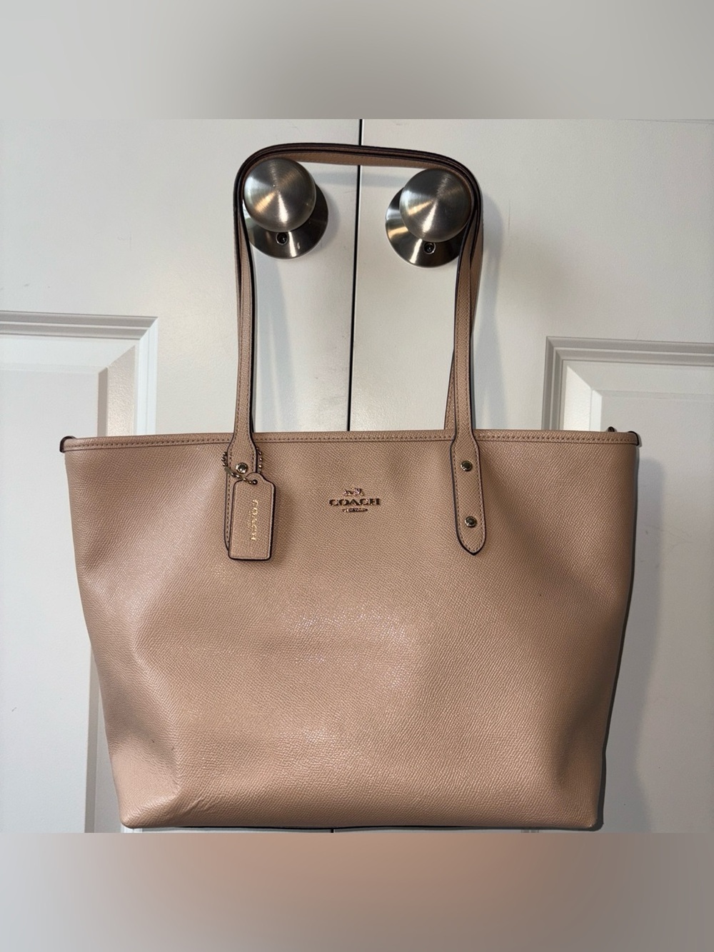 Coach Pebble Leather Tote in Nude Blush